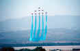 Gnats of the Red Arrows on Bird Scaring duties over the salt lake.